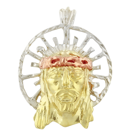 14k Tri Color Gold Solid Religious Jesus Christ Face Charm Pendant 1