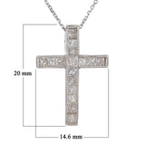 14k White Gold 0.75ctw Princess Diamond Floating Cross Pendant Necklace 18"