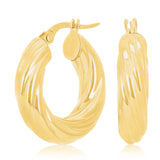 Italian 14k Yellow Gold Twisted 5mm 0.75" Diameter Round Hoop Earrings 2.7 grams