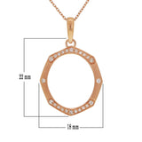 14k Rose Gold Satin Finish 0.15ctw Diamond Geometric Oval Pendant Necklace