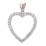 14k White Gold 1ctw Brilliant Cut Diamond Open Love Heart Pendant
