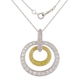 14k Two Tone Gold 1ctw Yellow & White Diamond Double Eternity Circle Necklace
