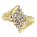 10k Yellow Gold Diamond Cluster Pear Shape Ring Size 6.5