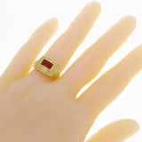 14k Yellow Gold 0.28ctw Ruby & Diamond Rectangle Ring Size 6.5