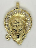 10k Yellow Gold Diamond Cut Jesus Christ Face Religious Charm Pendant 5.2 grams