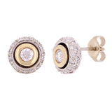 14k Yellow & White Gold 0.61ctw Diamond Modern Halo Round Stud Earrings