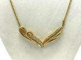 14k Yellow Gold Genuine Natural Diamond V Shape Butterfly Pendant Necklace 18"