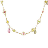 18k Yellow Gold Multi-Gemstone Artisan Style Beaded Necklace 18"