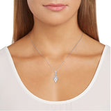14k White Gold 0.75ctw Diamond Anniversary Leaf Drop Pendant Necklace