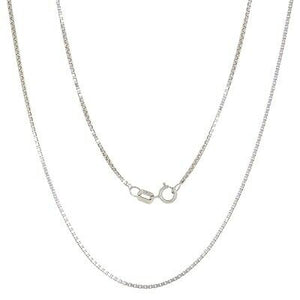 14k White Gold Box Chain Necklace with Spring Lock 16" 1mm 2.2 grams