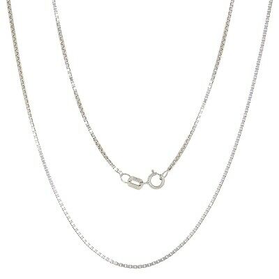 14k White Gold Box Chain Necklace with Spring Lock 16