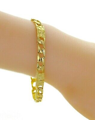 10k Yellow Gold Solid Cuban & Nugget Link Chain Bracelet 8.5