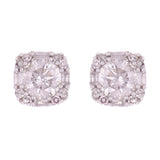 14k White Gold 0.63ctw Diamond Solitaire Halo Cushion Stud Earrings