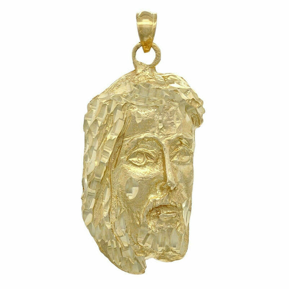 10k Yellow Gold Crown with Thorns Jesus Christ Face Religious Charm Pendant 4.8g