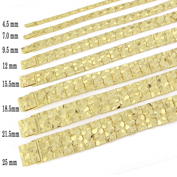 10k Yellow Gold Solid Nugget Bracelet Adjustable 8-8.5