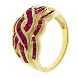 10k Yellow Gold Ruby Channel Woven Ring Size 7