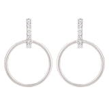 14k White Gold 0.10ctw Diamond Bar and Circle Drop Earrings