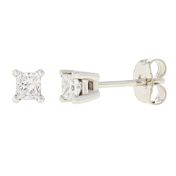 14k White Gold 0.33ctw Diamond Princess Solitaire Stud Earrings