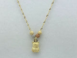 14k Tri Color Gold Ball Beads Teddy Bear Charms Singapore Chain Necklace 17"