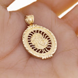 14k Yellow Gold Face of Jesus Christ Oval Charm Pendant 1.5" 4.8 grams