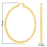 Italian 14k Yellow Gold Faceted 2.5mm 1.75" Diameter Round Hoop Earrings 3 grams