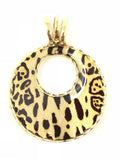 Italian 14k Yellow Gold Leopard Print Dangling Earrings & Pendant Set 21.1 grams