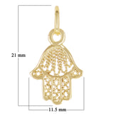 14k Yellow Gold Small Hamsa Hand of Fatima Charm Pendant 0.8 grams