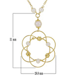 Italian 14k Yellow Gold White Pearl Magic Wire Sphere Pendant Y-Necklace