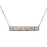 14k White Gold 0.50ctw Diamond Horizontal Bar Pendant Layer Necklace