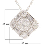 14k White Gold 0.75ctw Diamond Floating Square Pendant Necklace 18"