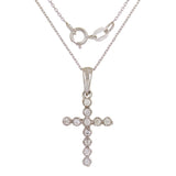 14k White Gold 0.25ctw Brilliant Diamond Cross Pendant Necklace 18"