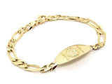 14k Yellow Gold Medical Alert Figaro Chain ID Bracelet 7.5" 13.5mm 14.5 grams
