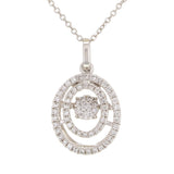 14k White Gold 0.35ctw Diamonds in Rhythm Graduated Circle Pendant Necklace