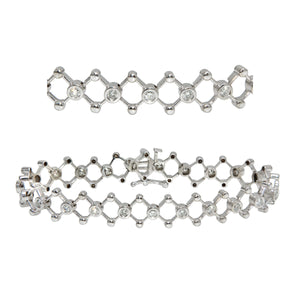 14k White Gold Round Diamonds X Link Style Bracelet 7.25" 14.8 grams 9.7mm