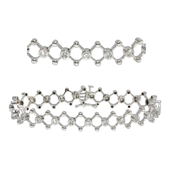 14k White Gold Round Diamonds X Link Style Bracelet 7.25