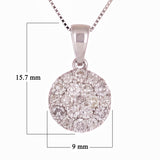 14k White Gold 0.60ctw Diamond Circular Cluster Halo Pendant Necklace