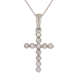 14k White Gold 0.25ctw Brilliant Diamond Cross Pendant Necklace 18"