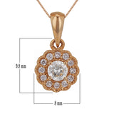 14k Rose Gold 0.35ctw Diamond Petite Eternity Halo Cluster Pendant Necklace