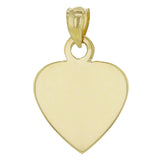 14k Yellow Gold Solid Flat Engraveable Plain Heart Charm Pendant 5.8 grams