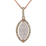 14k Rose Gold 0.55ctw Champagne & White Diamond Marquise Pendant Necklace 18"