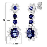 14k White Gold 1.97ctw Sapphire & Diamond Cluster Dangle Earrings