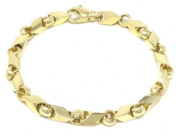 Men's 18k Yellow Gold Handmade Fashion Link Bracelet 8.5
