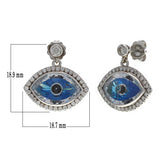 14k White Gold 0.82ctw Diamond Evil Eye Blue Dangle Drop Earrings