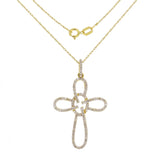 14k Yellow Gold 0.35ctw Diamond Heavenly Angel Cross Pendant Necklace