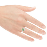 14k White Gold 0.37ctw Green Tourmaline & Diamond Halo Engagement Ring Size 6.5