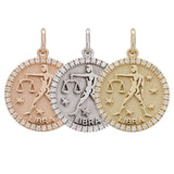 14k Yellow Gold Diamond Zodiac Sign Libra Pendant
