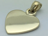 14k Yellow Gold Solid Plain Flat Engravable Heart Charm Pendant 2.8 grams