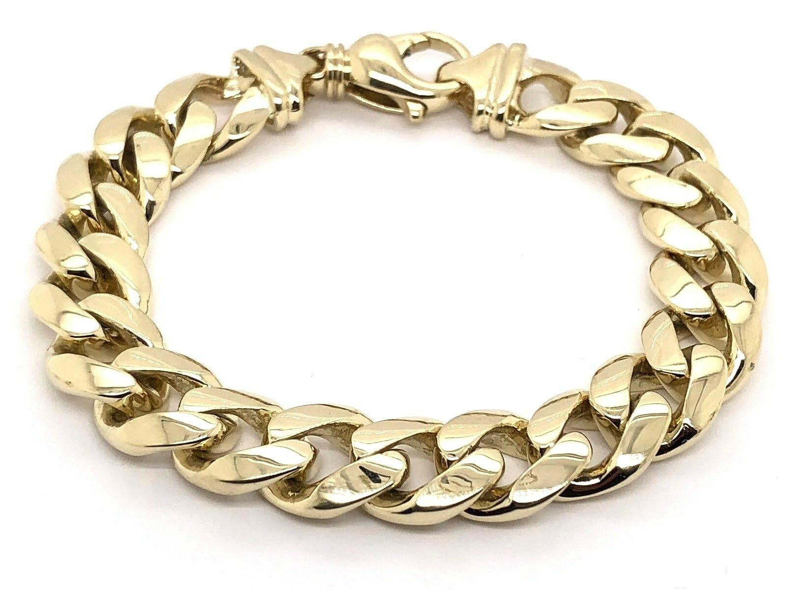 Men's 14k Yellow Gold Solid Miami Cuban Link Chain Bracelet 8
