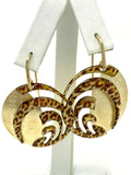 Italian 14k Yellow Gold Enamel Animal Print Round Earrings and Pendant Set 20g