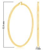 Italian 14k Yellow Gold High Polish 3mm 2.5" Diameter Round Hoop Earrings 5.7g